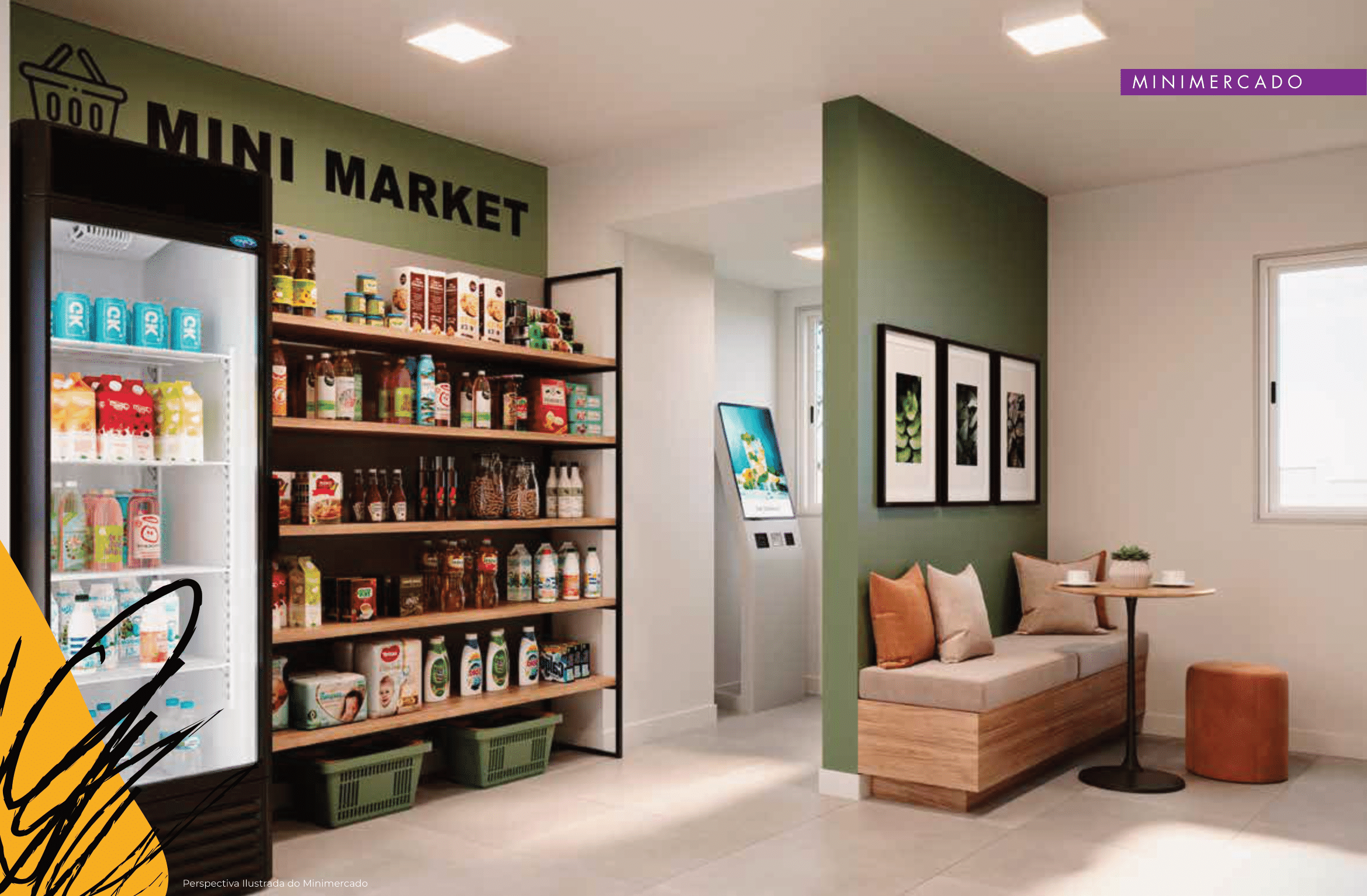 Minimercado completo com área de convivência